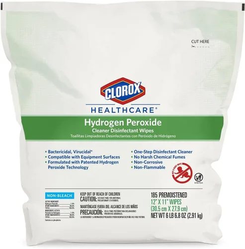 Miniatura 11 de Clorox Healthcare Toallitas desinfectantes limpiadoras de peróxido de hidrógeno, 12 x 11 pulgadas, repuesto para cubo, 185