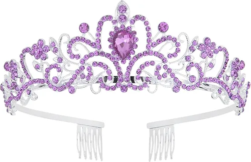 Miniatura 18 de COCIDE Diadema de cristal con coronas de tiara, corona de diamantes de imitación de princesa con peines, diademas de novia, boda, graduación, fiesta