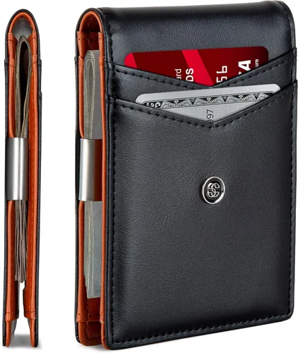 Miniatura 13 de Suavell Billeteras delgadas de cuero para hombres. Cartera con clip para dinero. Cartera de perfil bajo RFID Cartera minimalista