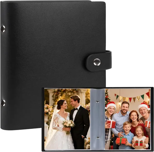 Álbum de fotos de 6 x 8 pulgadas con capacidad para 68 fotos, álbum de fotos de 6 x 8 pulgadas con capacidad para 68 imágenes, cubierta de cuero