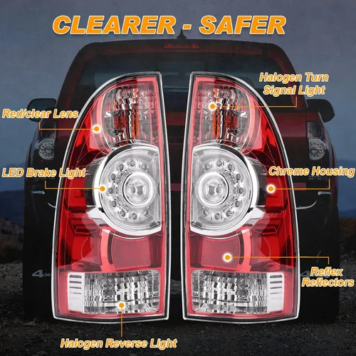 Miniatura 3 de Lámpara de luz trasera compatible con Toyota Tacoma Pickup 2005-2015, lado del conductor y del pasajero, óptica LED, luz de freno, señal de giro