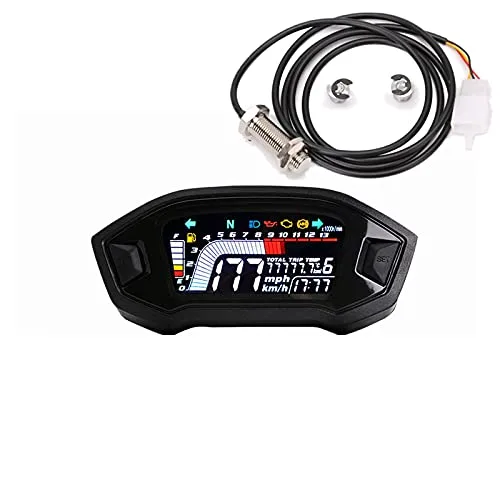 Miniatura 7 de ELING Velocímetro universal para motocicleta, tacómetro de nivel de combustible, medidor de odómetro digital LCD para 2 y 4 tipos de cilindros