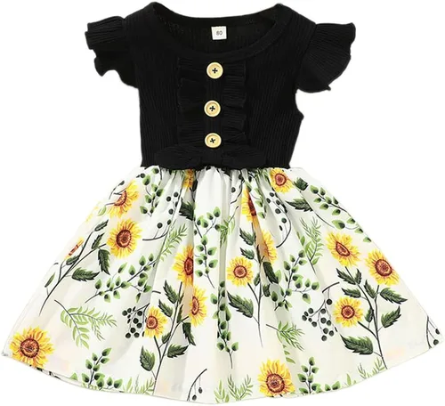 Vestidos tutú para niñas pequeñas, lindo vestido casual de manga corta para verano, uso diario, hogar, escuela, fiesta, 2-8T