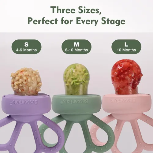 Miniatura 5 de Carrot Baby - Alimentador de alimentos de frutas frescas y paquete de 2 alimentadores de malla de silicona, autoalimentación segura para bebés