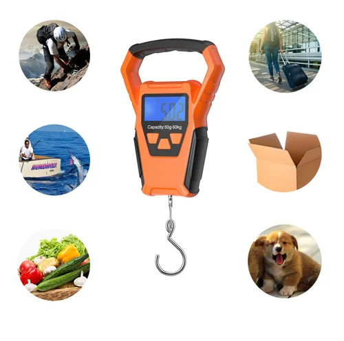 Miniatura 6 de ZHL - Báscula de pesca impermeable con regla báscula de equipaje gancho para colgar peso pantalla LCD retroiluminada de 1102lbs Bolsa Waterprof y 2