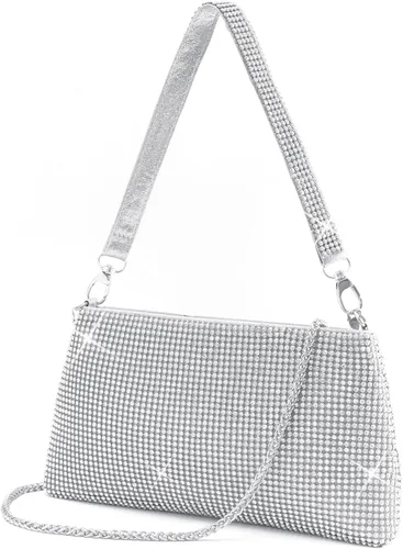 Desy & Feeci Bolso de noche para mujer, bolso de mano completo con diamantes de imitación para mujer, dama, niña, novia, graduación, cóctel, fiesta,