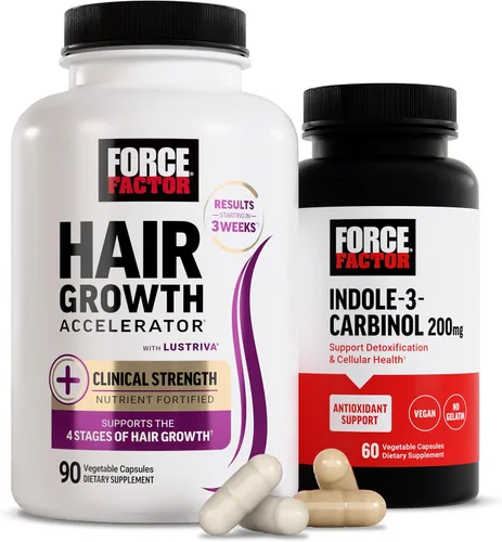 Force Factor Multivitamínico acelerador del crecimiento del cabello para mujeres y hombres, con Lustriva, biotina, cola de caballo y vitaminas A,