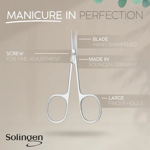 Miniatura 2 de Solingen - Tijeras curvadas para cutículas, acero alemán de precisión para manicura y pedicura, cuidado de cejas y pestañas, extra afiladas
