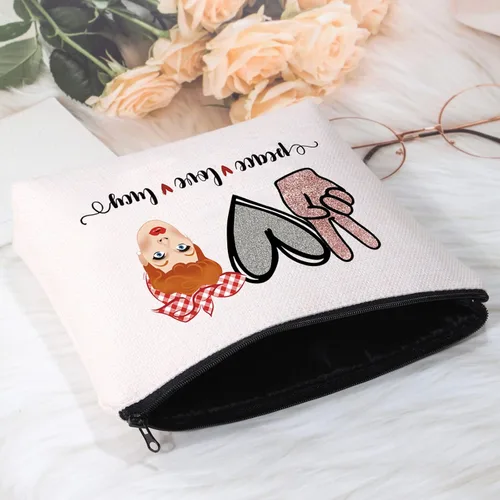 Miniatura 4 de POFULL Regalo inspirado en programas de televisión Lucy Fan Gift Peace Love Lucy Maquillaje Bolsa con cremallera para mujer