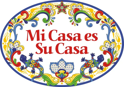Miniatura 6 de Oktoberfest Haus - Obra de arte tradicional latina "Mi Casa Es Su Casa", de cerámica de 8.75 x 6 pulgadas, letrero de puerta de entrada española