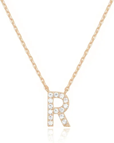 Miniatura 48 de PAVOI 14K White Gold Plated Cubic Zirconia Initial Necklace Letter Dainty Necklaces for Women
