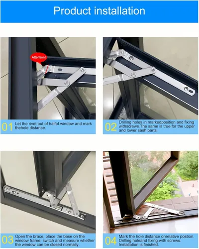 Miniatura 6 de Bisagras de ventana de acero inoxidable – Bisagras abatibles, permanencia de fricción, 0.118 pulgadas de grosor, ranura de 0.866 in, SUS304, 14 1 par
