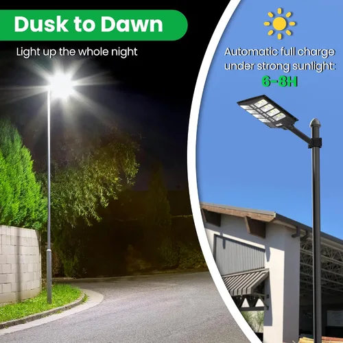 Miniatura 4 de 8000 W Luces de calle solares al aire libre - Luces solares al aire libre impermeables con sensor de movimiento, luces de estacionamiento