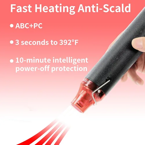 Miniatura 4 de Pistola de calor para manualidades, pistola de aire caliente de 110 V y 300 W, cable ultra largo de 3.28 pies, pistola de calor portátil con soporte