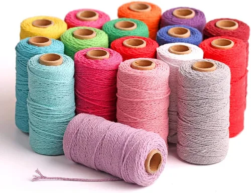 Miniatura 8 de FLIPPED (109 yardas/1.5 mm/35 colores opcionales) 109 cuerdas de macramé para manualidades, cuerda de algodón para macramé, cuerda de panadero, Gris