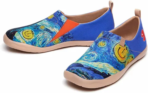 Miniatura 7 de UIN Zapatillas de lona para hombre, ligeras, planas, para caminar, informales, cómodas, pintadas, para viajes