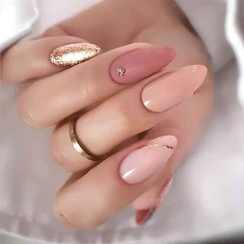 Miniatura 2 de 24 uñas postizas a presión de almendra, uñas postizas rojas medianas en forma de almendra, cubierta completa, uñas postizas acrílicas brillantes