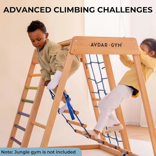 Miniatura 8 de AVDAR Escalera de cuerda para niños diseñada para gimnasios de selva de interior, escalera de cuerda de columpio de madera, accesorios para patio