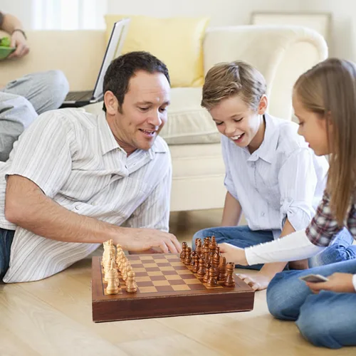 Miniatura 7 de GSE Games & Sports Expert Juego de ajedrez magnético de 10 pulgadas, juego de mesa de ajedrez de madera con cajones, juego de mesa de viaje portátil