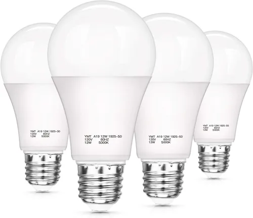 Bombillas con sensor de luz del anochecer al amanecer, A19 12 W (equivalente a 100 W), bombillas LED de encendido automático de 1200 lúmenes, base