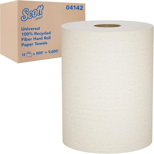 Scott Professional Toallas de papel universales de rollo duro 100% fibra reciclada, a granel (04142), enrollado duro núcleo de 1.5', bolsillos de