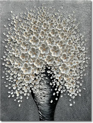 Miniatura 9 de Epicler - Pintura al óleo de flores moradas grandes pintadas a mano, contemporánea, abstracta, decoración del hogar, pintura de arte decorativo
