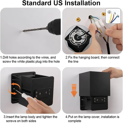 Miniatura 6 de BIRTALO - Luces LED de 20 W para exteriores de 20 W, ajustables, 6500 K, moderno aplique de pared cuadrado, impermeable, de aluminio negro