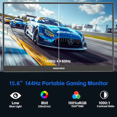 Miniatura 2 de Monitor portátil para juegos de 15.6 pulgadas, 144 Hz, 1 ms, 1080P FHD IPS Kickstand Monitor portátil con HDR, pantalla LCD mate, segunda pantalla