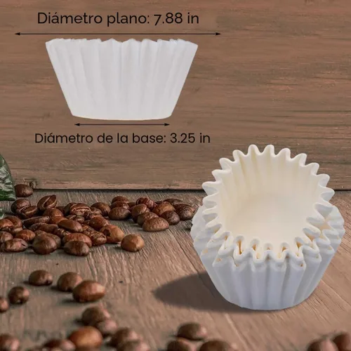 Miniatura 2 de Filtros de café de 8 a 12 tazas, 7.875 x 3.25 pulgadas, 100 filtros de café para cesta, papel de filtro de café desechable blanco de 8 a 12 tazas