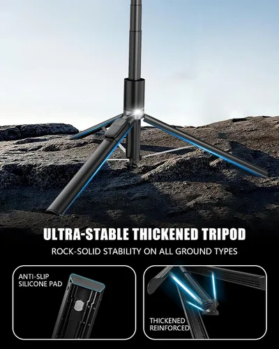 Miniatura 5 de Trípode automático para teléfono, 67 pulgadas de despliegue automático para selfie stick con control remoto, giratorio de 360°, extensible