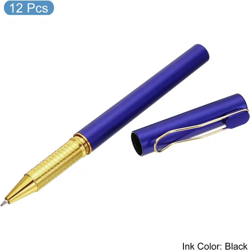 Miniatura 3 de PATIKIL Bolígrafos de gel de tinta negra, paquete de 12 bolígrafos de punta fina de 0.020 in, suministros de oficina de escritura suave con tapa Azul