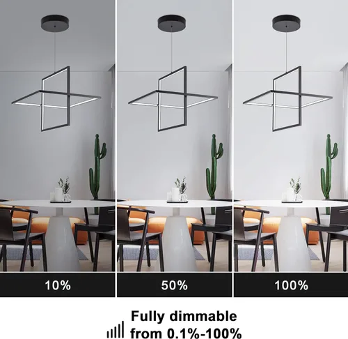 Miniatura 3 de Candelabro LED moderno – Lámpara colgante cuadrada, estilo contemporáneo, regulable para sala, comedor, dormitorio, cocina, sala de estudio, 65 W