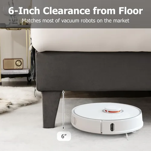 Miniatura 7 de KOMFOTT Base de cama tapizada tamaño matrimonial, base de cama de plataforma con cabecera copetuda y estribo acolchado suave, base de colchón