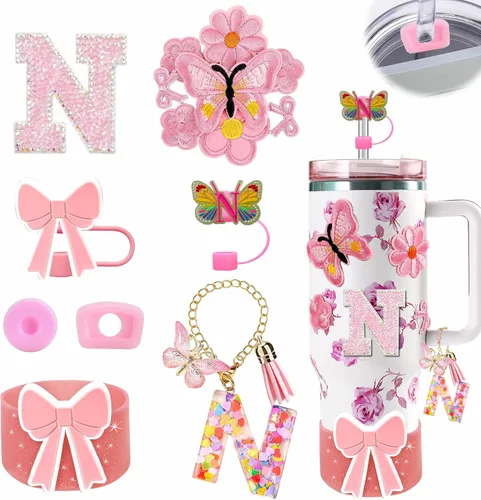 Miniatura 111 de 15 piezas de set de accesorios para vaso Stanley Cup 30oz 40oz con asa, incluye cubierta de pajita de silicona y bota, encanto de asa, encantos