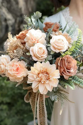 Miniatura 4 de YYHUAWU Caja Combo de Flores Artificiales Color Degradado Hoja de Flor con Tallos para DIY Ramos de Boda Centros de Mesa Baby Shower Fiesta