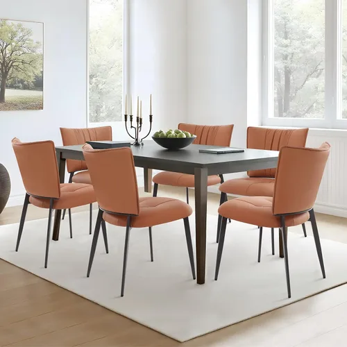 Miniatura 11 de Lamberia Juego de 4 sillas de comedor modernas de mediados de siglo, cómodas sillas tapizadas de piel sintética para cocina, comedor, color blanco