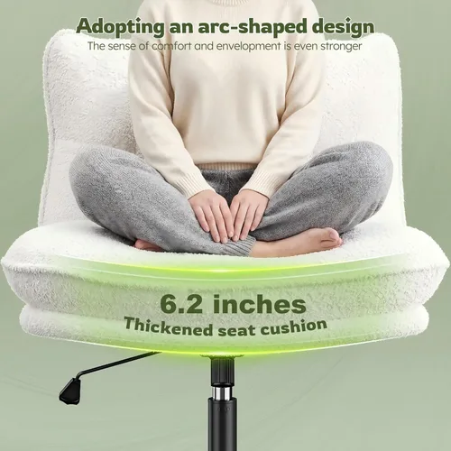 Miniatura 3 de DurayLoly Silla cruzada sin brazos con asiento de 27.6 pulgadas de ancho para sentarse con patas cruzadas, silla de escritorio reclinable de forro