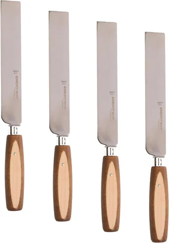 Miniatura 8 de Dexter-Russell 166 Cuchillo tradicional 09160, hoja de acero de alto carbono de 6 x 1 pulgada con protector de dedos de metal, mango de madera dura