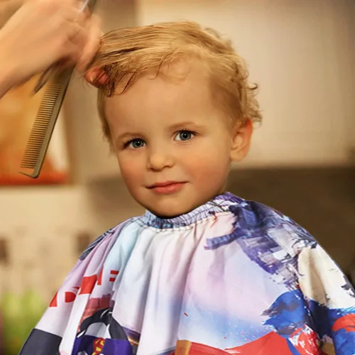 Miniatura 5 de DOKKIA KIDS Capa de peluquero para niños corte de pelo, niños, niños pequeños, niños y niñas, peluquería, estilo de salón, paño de tela, delantal