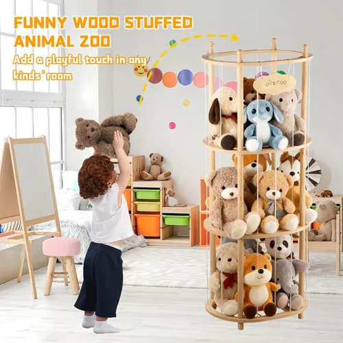 Miniatura 2 de Almacenamiento de animales de peluche extra grande de madera para animales de peluche, organizador de juguetes suaves, jaula de juguete