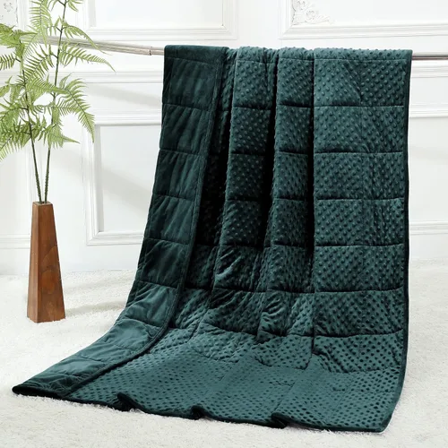 Alomidds Manta con Peso (48"x72", 15 libras Tamaño Twin - Verde), Mantas con Peso para Adultos, Refrescante Transpirable Suave y Cómoda Minky, Manta