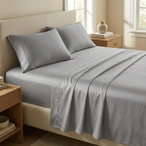 Miniatura 10 de Beckham Hotel Collection Juego de sábanas tamaño Twin 100% algodón, ropa de cama de satén de lujo 500TC, bolsillo profundo de 16", que absorbe