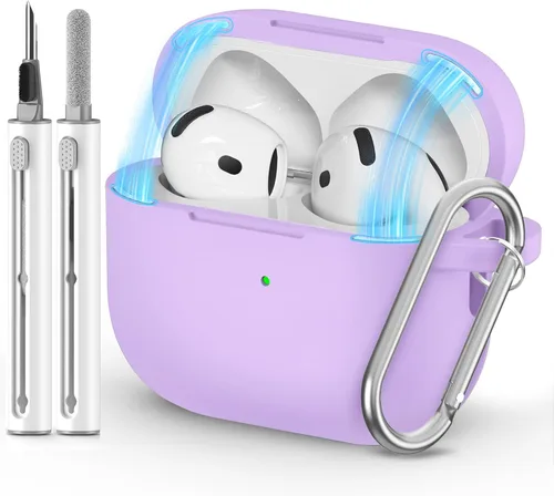 Miniatura 30 de Ljusmicker – Funda para AirPods 4 (2024) con cierre magnético en la tapa y juego de limpieza, funda protectora de silicona suave para Apple AirPods