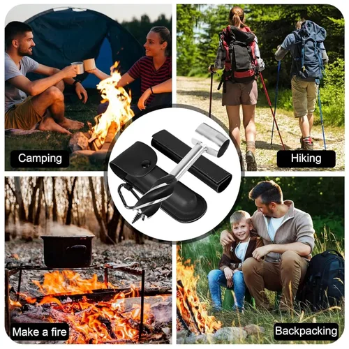 Miniatura 6 de Survival Settlers Tool Bushcraft - Llave de taladro manual de ojo escocés para madera, herramienta de supervivencia con bolsa de cuero y gancho