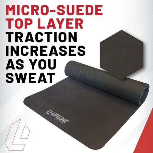 Miniatura 3 de Lifeline Fitness Premium - Tapete de yoga de gamuza de alta densidad para el hogar, tapete de entrenamiento ligero con correa de transporte, tapete
