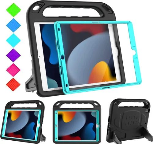 Miniatura 12 de BMOUO Funda para niños para iPad de 9ª/8ª/7ª generación (iPad de 10.2 pulgadas, 2021/2020/2019), con protector de pantalla integrado, soporte