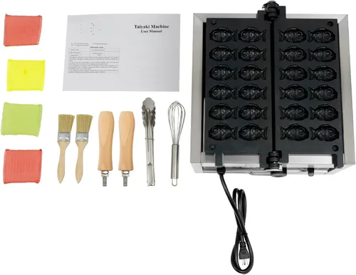 Miniatura 3 de Máquina para hacer gofres, 12 cavidades en forma de pez, para aperitivos y postres saludables, máquina de panqueques antiadherente de doble cara