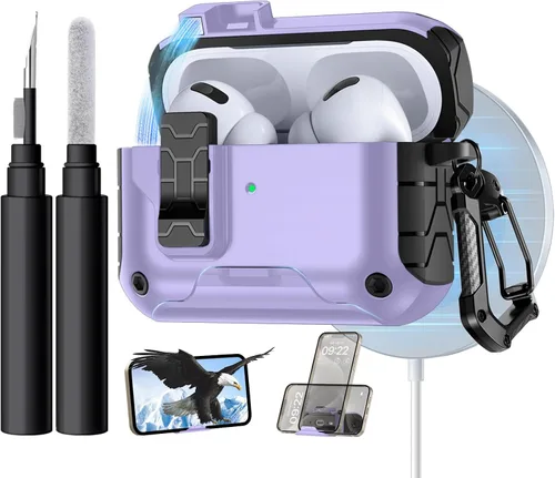 Miniatura 11 de Lerobo Funda para AirPods Pro 2 con Kit de Limpieza, Funda Protectora Rígida Compatible con Apple AirPods Pro de 2ª/1ª Generación con Llavero, Verde