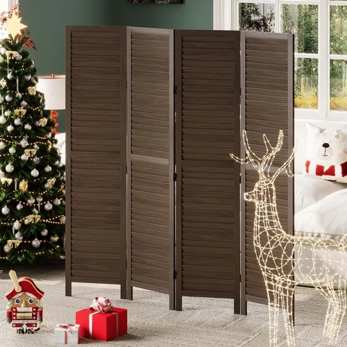 Miniatura 6 de Separadores de habitación y pantallas plegables de privacidad, separadores de madera con listones de pared para el hogar, oficina, dormitorio, 4