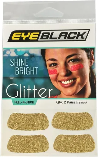 EyeBlack Tiras de purpurina coloridas para debajo de los ojos, fútbol, béisbol, sóftbol, fútbol, ideal para adultos y niños, fanáticos de las